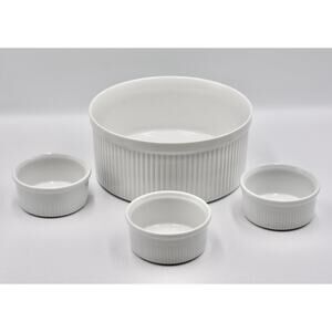 Dansk Bistro 4pc Christianshavn Ribbed Ramekins & Soufflé Casserole Dish